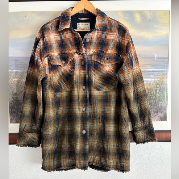 Free People Anneli Plaid Shirt Jacket Shacket Size Small - Picture 3 of 14